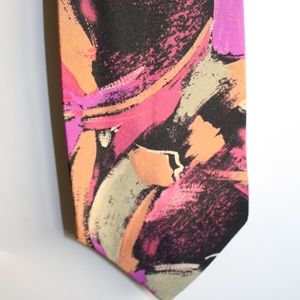 Vintage Oscar de la Renta Silk Necktie Pink Orange dopamine Designer